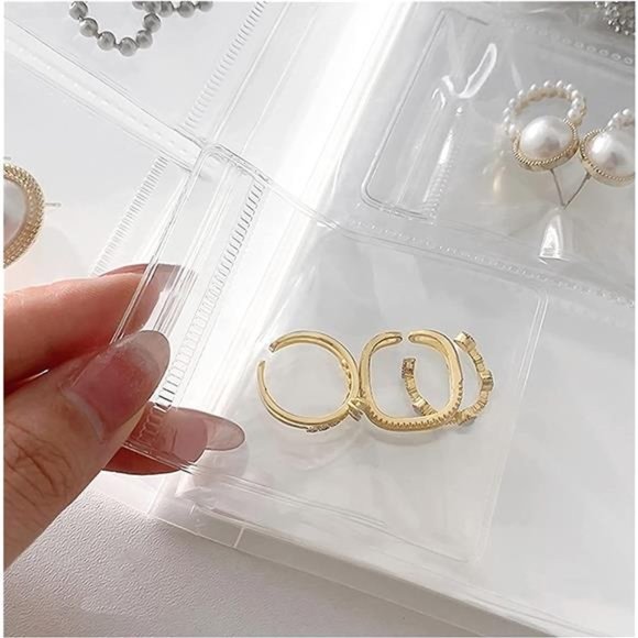 Andiker Transparent Jewelry Organizer Book,Travel Earring Rings Storage Bags Storage & Organization